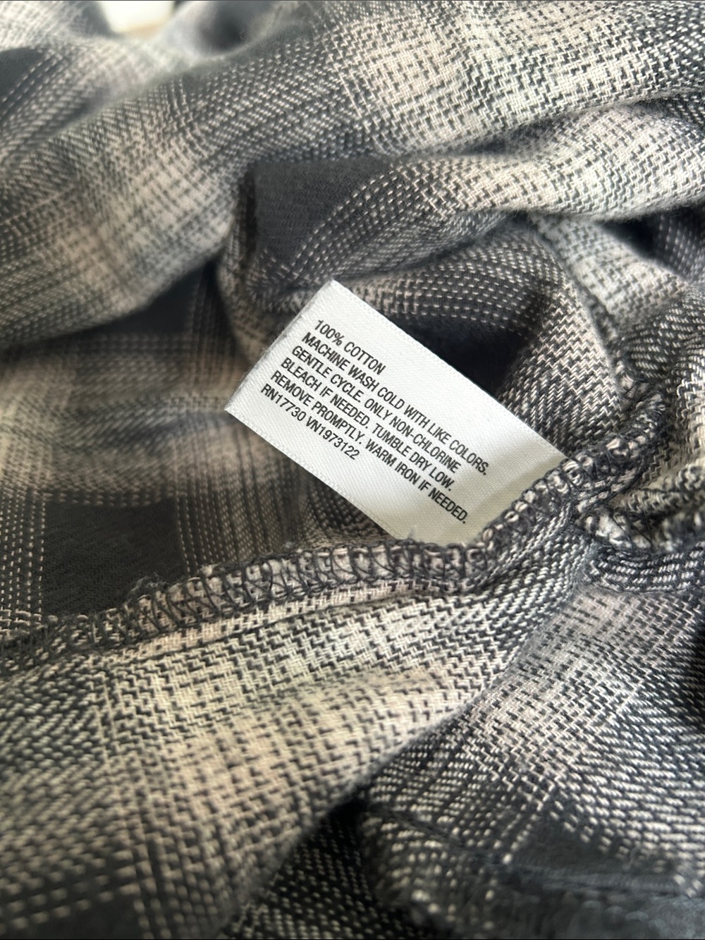 100% Cotton Lightweight Boyfriend Flannel Button-Up Shirt - Dusty Blue & White - Picture 5 of 5